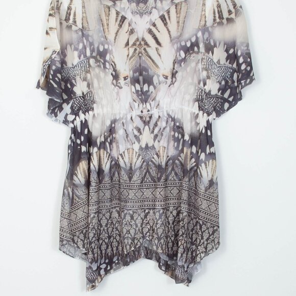 Style & Co Womens Butterfly‎ Sequin Embroidered Babydoll Blouse Size L Boho - Picture 7 of 7